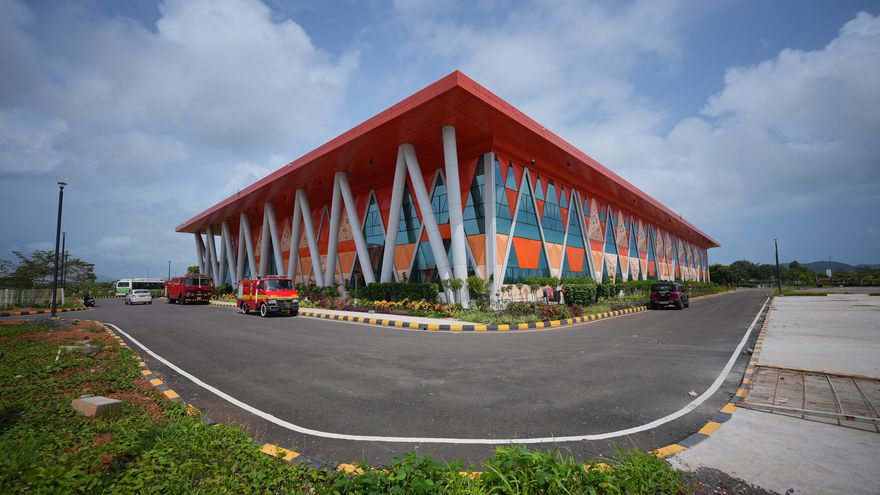 Aakash management development facility with its peaked roof and orange facade