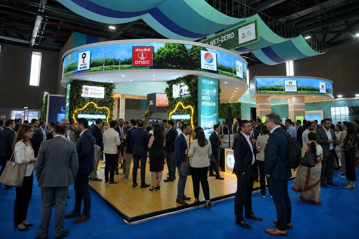 Delegates and exhibition stands during India Energy Week