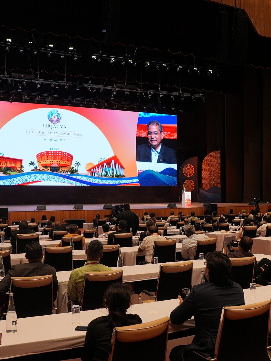 A product launch event in the main auditorium at UBCC