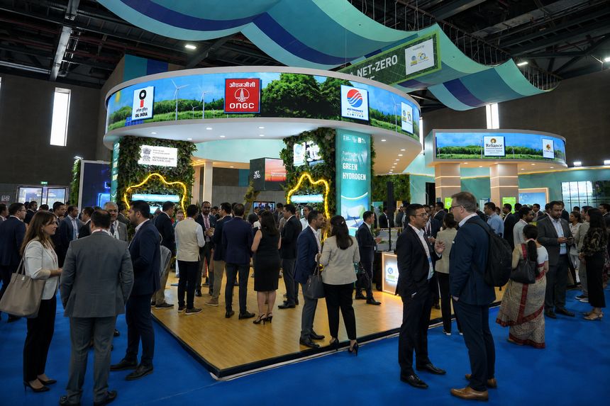 The exhibition floor during India Energy Week at UBCC