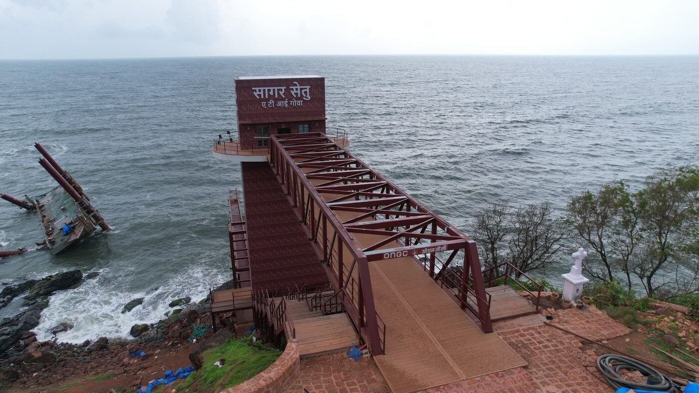 The Sagar Setu jetty reaching into the sea at UBCC