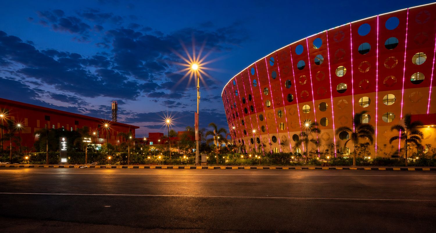 The UBCC campus at dusk